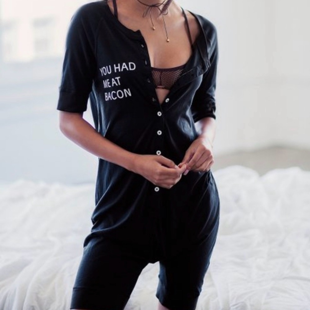 Daydream Nation Black Button-Up Sleep Romper